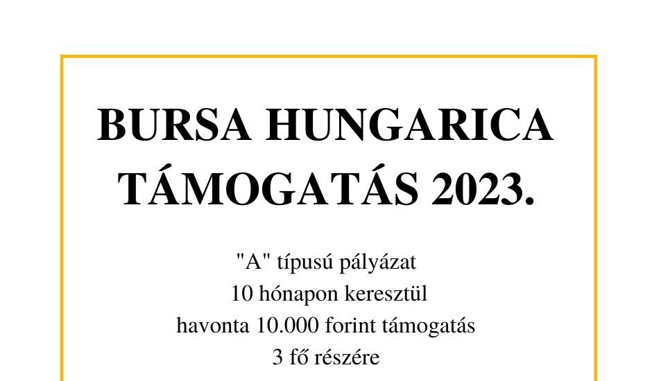 Bursa Hungarica támogatás 2023
