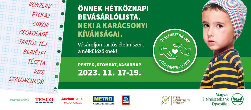 Adománygyűjtés 2023 – Magyar Élelmiszerbank Egyesület